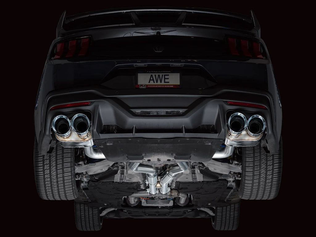 AWE 2024 Ford Mustang Dark Horse SwitchPath Catback w/ Quad Chrome Silver Tips - AWE3025-42375