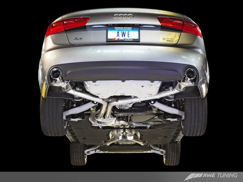 AWE Tuning Audi C7 A6 3.0T Touring Edition Exhaust - Dual Outlet Diamond Black Tips - AWE3015-33052