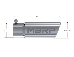 MBRP Universal Polished Exhaust Tip 3" Inlet/3.5" Outlet/10" Length Angled Rolled End