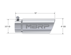 MBRP Universal Polished Exhaust Tip 3.5" Inlet/4" Outlet/10" Length Angled Rolled End