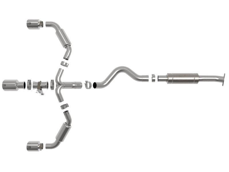 aFe 23-24 Toyota GR Corolla L3 1.6L (t) Gemini XV 3in to 2-1/2in Cat Back Exhaust w/ Polished Tips - AFE49-36070-P