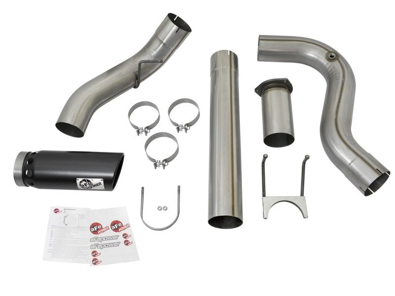 aFe Large Bore-HD 5in DPF Back 409 SS Exhaust System w/Black Tip 2017 Ford Diesel Trucks V8 6.7L(td) - AFE49-43090-B