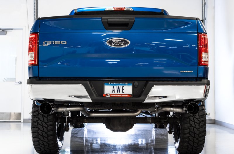 AWE Tuning 2015+ Ford F-150 0FG Dual Exit Performance Exhaust System w/5in Diamond Black Tips - AWE3015-33120