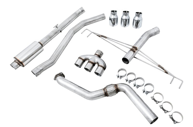 AWE Tuning 2017-2021 Honda Civic Type R Track Edition Exhaust w/Front Pipe & Triple Chrome Silver Tips - AWE3020-52000