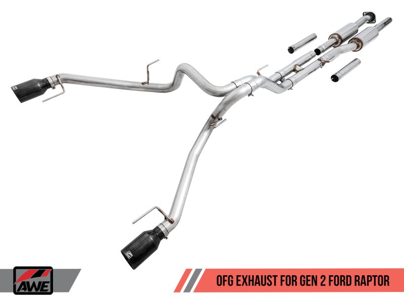 AWE Tuning 2017+ Ford Raptor 0 FG Performance Exhaust System - w/ Diamond Black Tips - AWE3015-33106