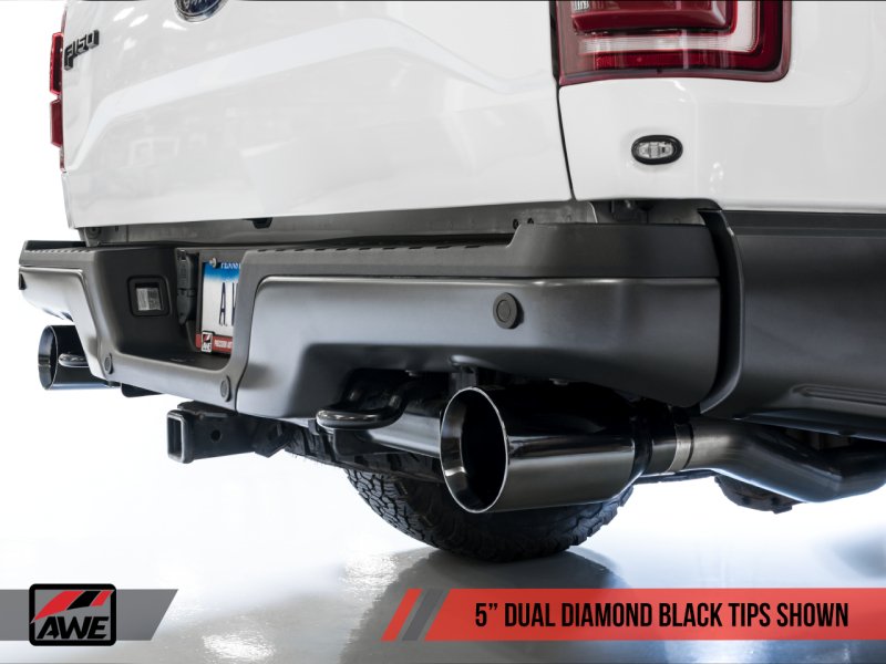 AWE Tuning 2017+ Ford Raptor 0 FG Performance Exhaust System - w/ Diamond Black Tips - AWE3015-33106