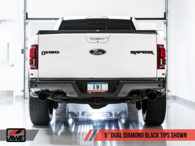 AWE Tuning 2017+ Ford Raptor 0 FG Performance Exhaust System - w/ Diamond Black Tips - AWE3015-33106