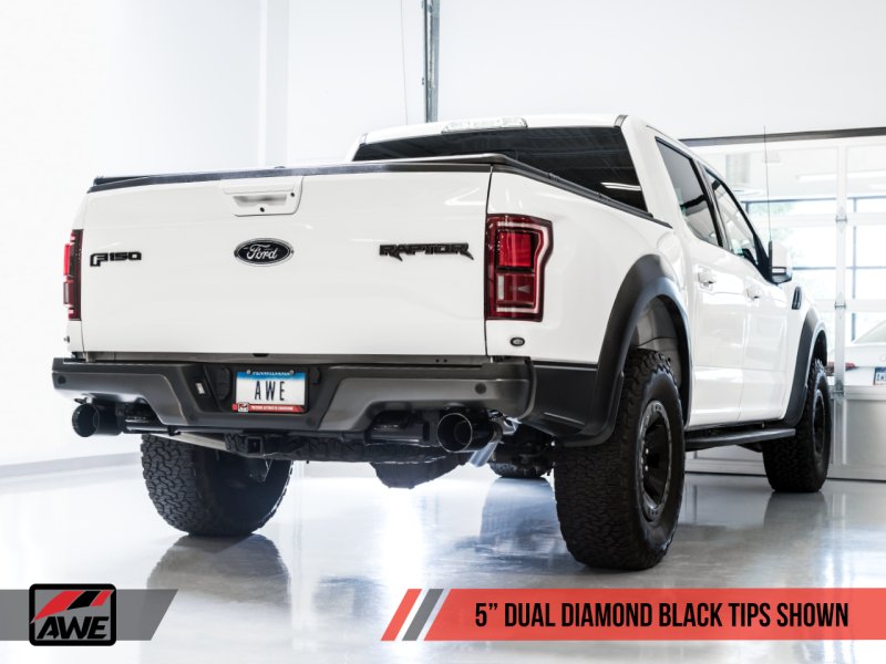 AWE Tuning 2017+ Ford Raptor 0 FG Performance Exhaust System - w/ Diamond Black Tips - AWE3015-33106