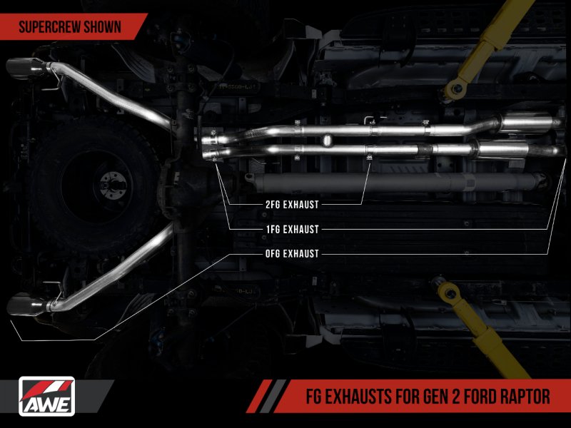 AWE Tuning 2017+ Ford Raptor 0 FG Performance Exhaust System - w/ Diamond Black Tips - AWE3015-33106