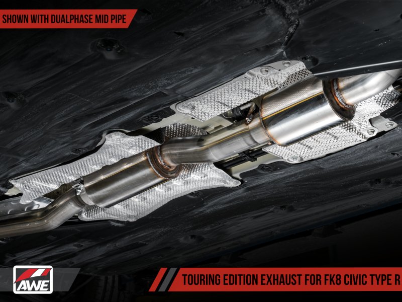AWE Tuning 2017+ Honda Civic Type R Touring Edition Exhaust w/Front & Mid Pipe - Diamond Blk Tips - AWE3015-43000