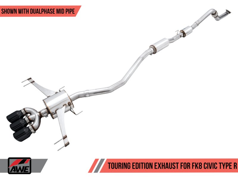 AWE Tuning 2017+ Honda Civic Type R Touring Edition Exhaust w/Front & Mid Pipe - Diamond Blk Tips - AWE3015-43000
