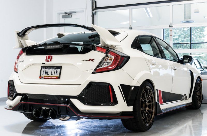 AWE Tuning 2017+ Honda Civic Type R Touring Edition Exhaust w/Front & Mid Pipe - Diamond Blk Tips - AWE3015-43000