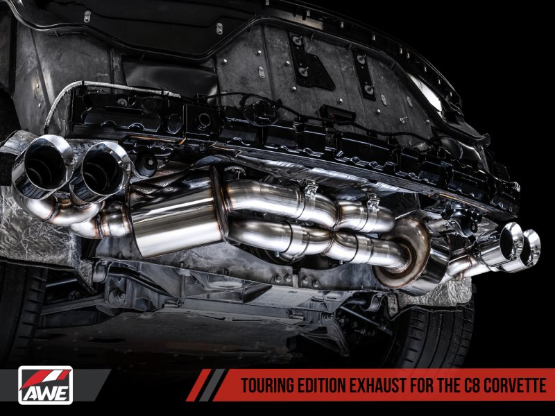 AWE Tuning 2020-2023 Chevrolet Corvette (C8) Touring Edition Exhaust - Quad Chrome Silver Tips - AWE3015-42151
