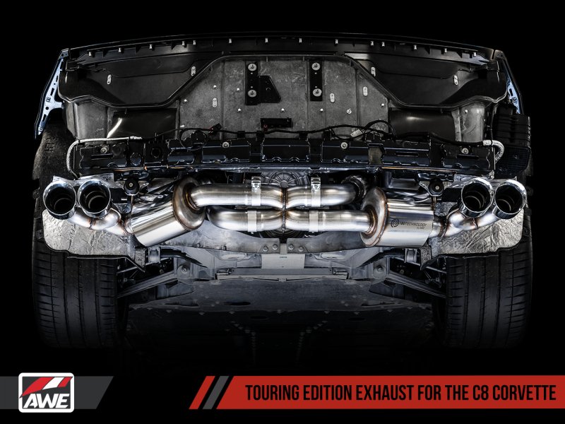 AWE Tuning 2020-2023 Chevrolet Corvette (C8) Touring Edition Exhaust - Quad Chrome Silver Tips - AWE3015-42151
