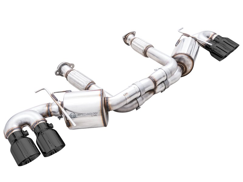 AWE Tuning 2020-2023 Chevrolet Corvette (C8) Touring Edition Exhaust - Quad Diamond Black Tips - AWE3015-43159