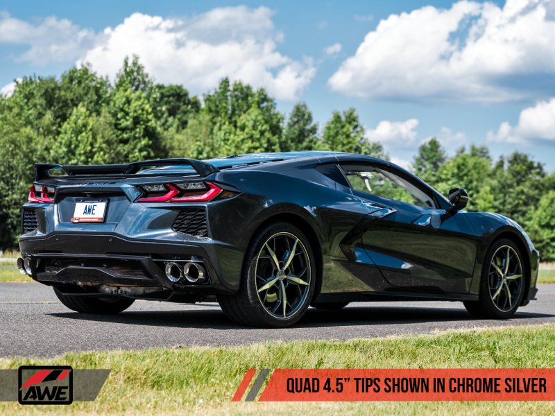AWE Tuning 2020-2023 Chevrolet Corvette (C8) Track Edition Exhaust - Quad Chrome Silver Tips - AWE3020-42080