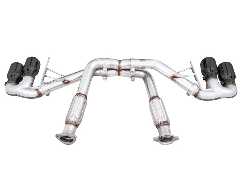 AWE Tuning 2020-2023 Chevrolet Corvette (C8) Track Edition Exhaust - Quad Diamond Black Tips - AWE3020-43086