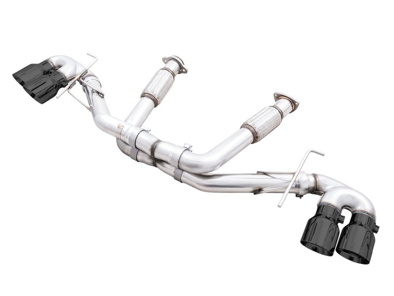 AWE Tuning 2020-2023 Chevrolet Corvette (C8) Track Edition Exhaust - Quad Diamond Black Tips - AWE3020-43086