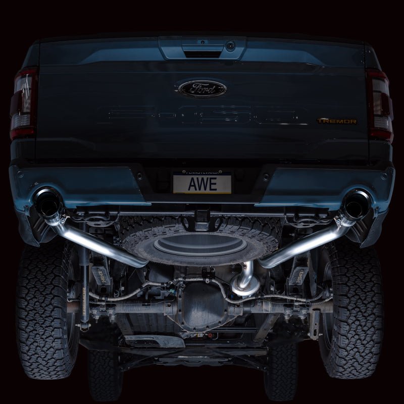 AWE Tuning 2021+ Ford F-150 Tremor (w/ Bumper Cutouts) 0FG Non-Resonated Catback -Diamond Black Tips - AWE3020-33402