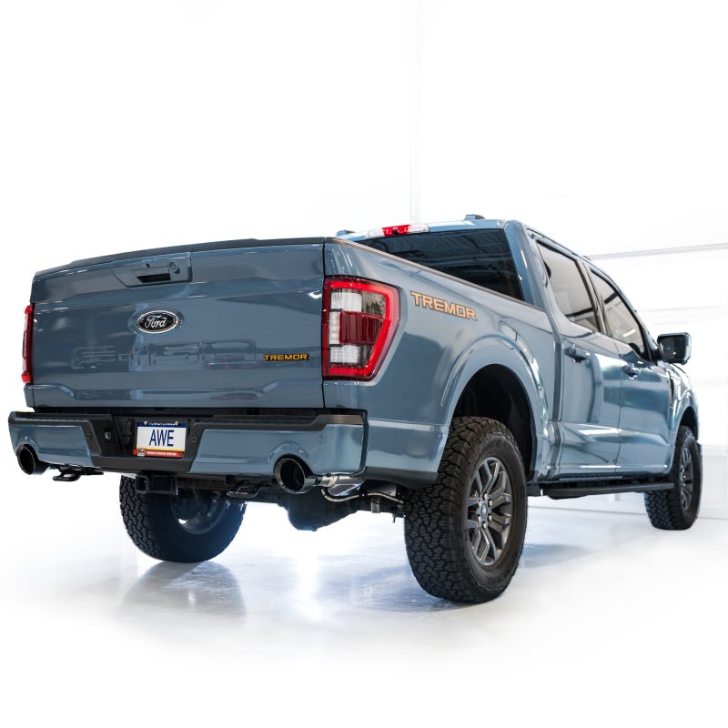 AWE Tuning 2021+ Ford F-150 Tremor (w/ Bumper Cutouts) 0FG Non-Resonated Catback -Diamond Black Tips - AWE3020-33402
