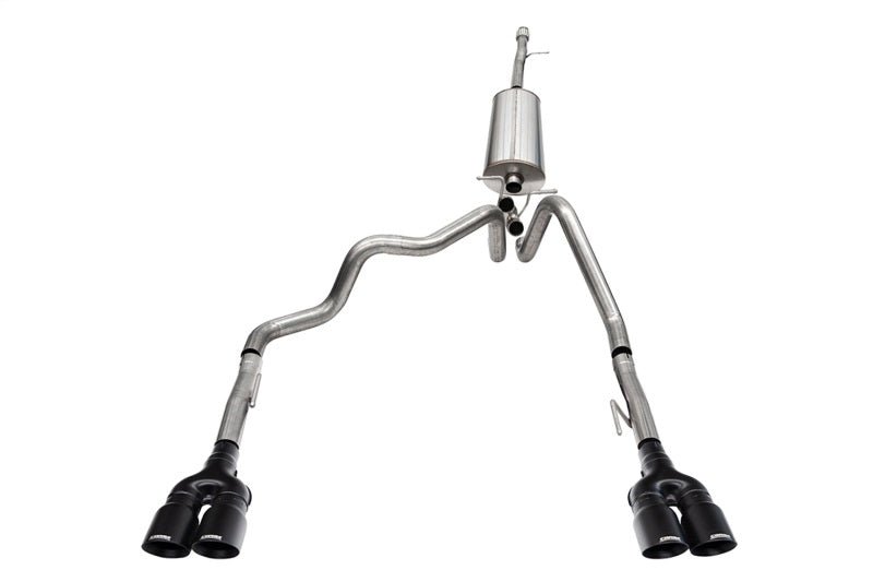 Corsa 19-23GMC Sierra 1500 Cat-Back Dual Rear Exit with Twin 4in Black Powder Coat Pro-Series Tips - COR21200BPC
