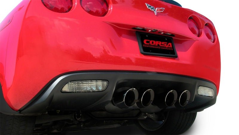 Corsa 2006-2013 Corvette C6 Z06/ZR1 6.2/7.0L SS 3" Sport Axle-Back w/ Quad 4" Black Tips - COR14164BLK