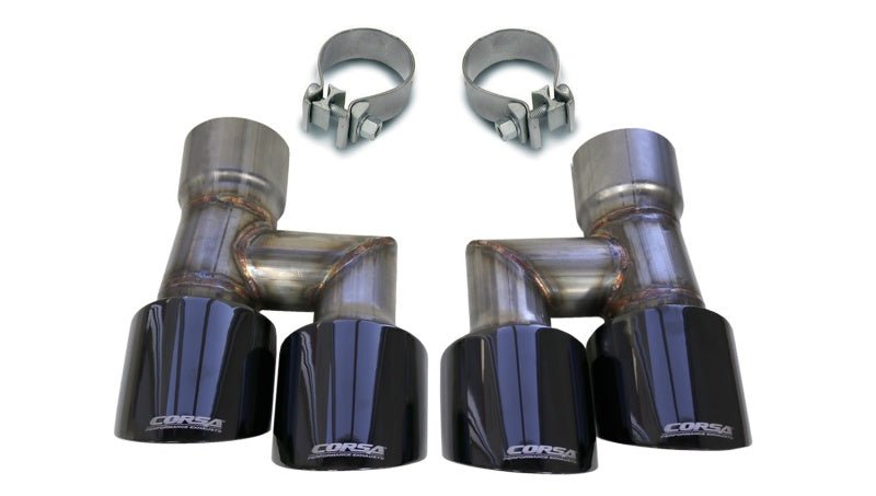Corsa 2018-2023 Ford Mustang 2.3/5.0 Quad 4" Black PVD Pro-Series Tip Kit - COR21038BLK